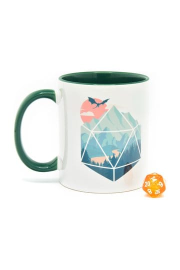 Glassstaff Gift Set Mug & Dice D20 A D20 Scene