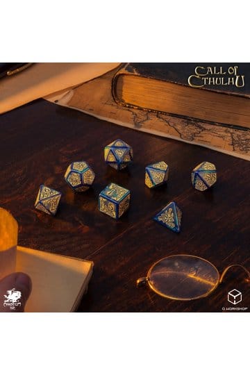 Call of Cthulhu 7th Edition Dice Set of 7 Blue-green & Gold