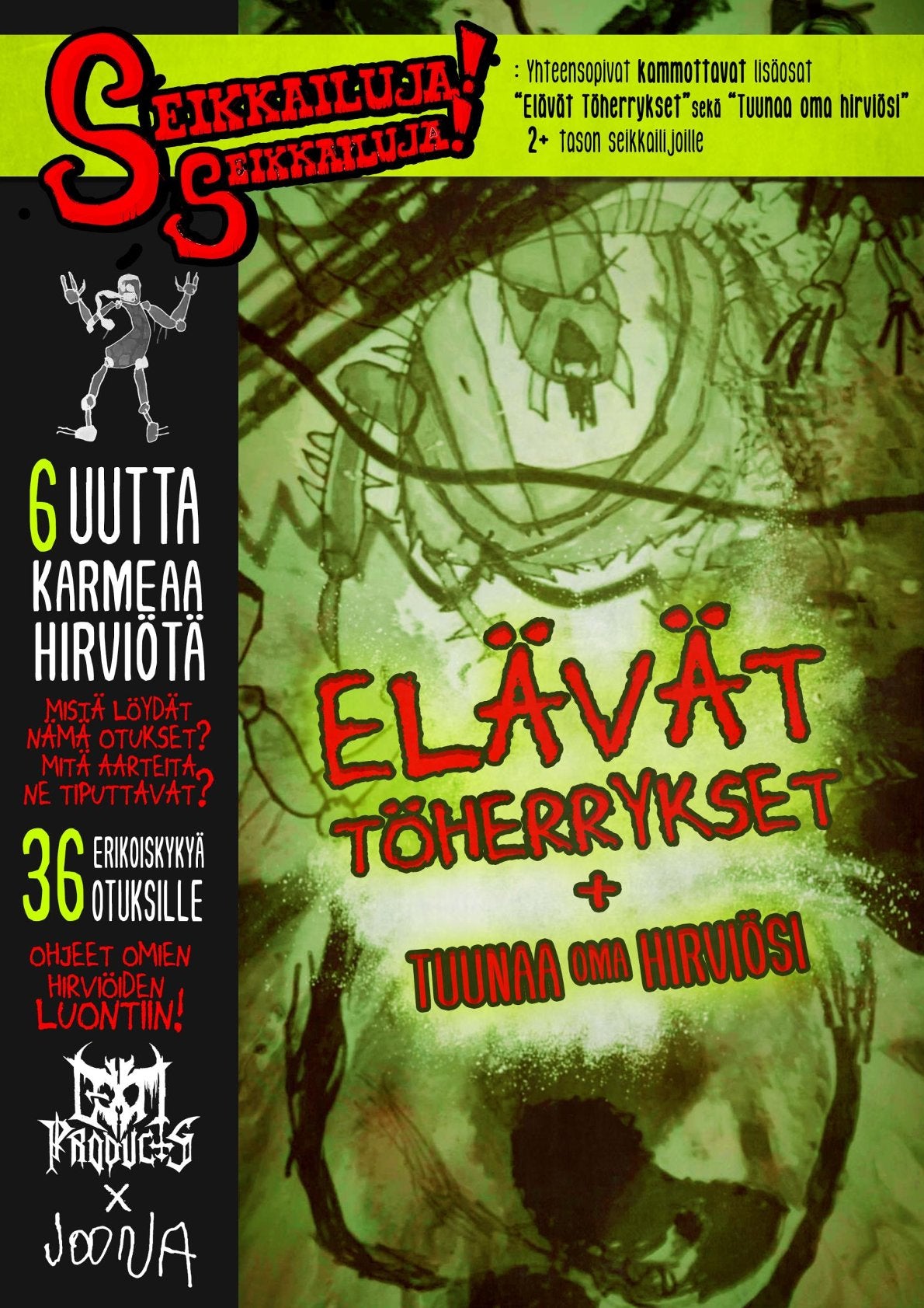 Seikkailuja! Seikkailuja! Elävät Töherrykset + Tuunaa Oma Hirviösi (kirja ja pdf)