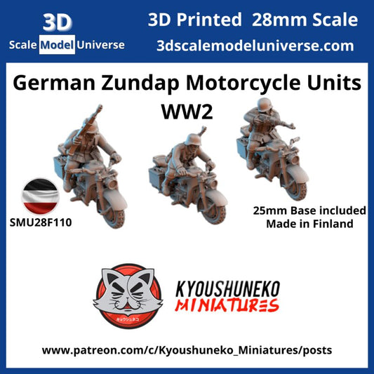 German Zundap Motorcycle Units WW2