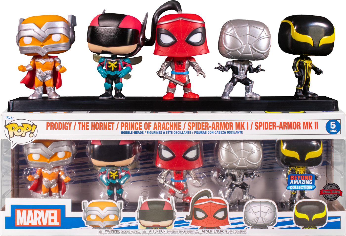 Funko POP! Marvel - Prodigy, The Hornet, Prince of Arachne, Spider-Armor MK I & Spider-Armor MK II 5-Pack